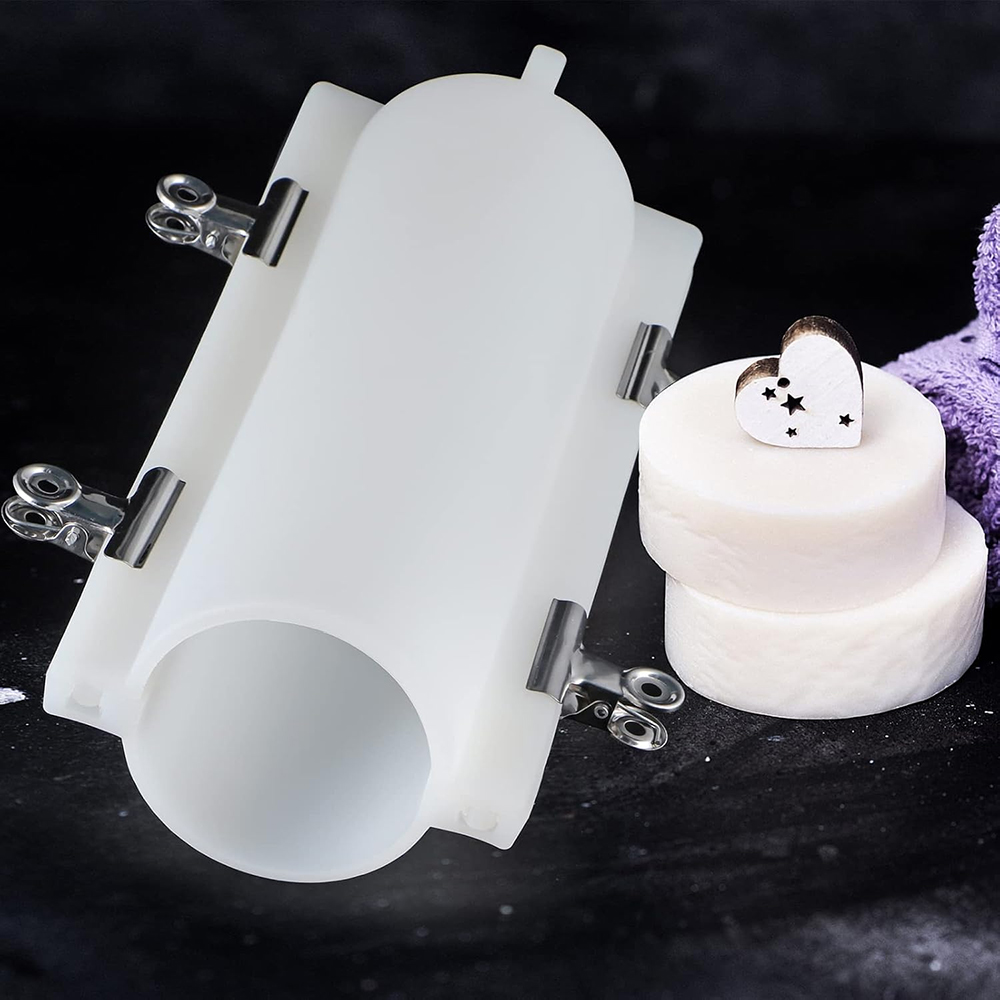 Candle Supplies Storage - แม่พิมพ์สบู่ทรงกระบอกขนาดใหญ่พร้อมคลิปหนีบ, แม่พิมพ์ซิลิโคนทรงกระบอก 1000 มล., อุปกรณ์ทำสบู่แบบฝัง, สำหรับทำสบู่