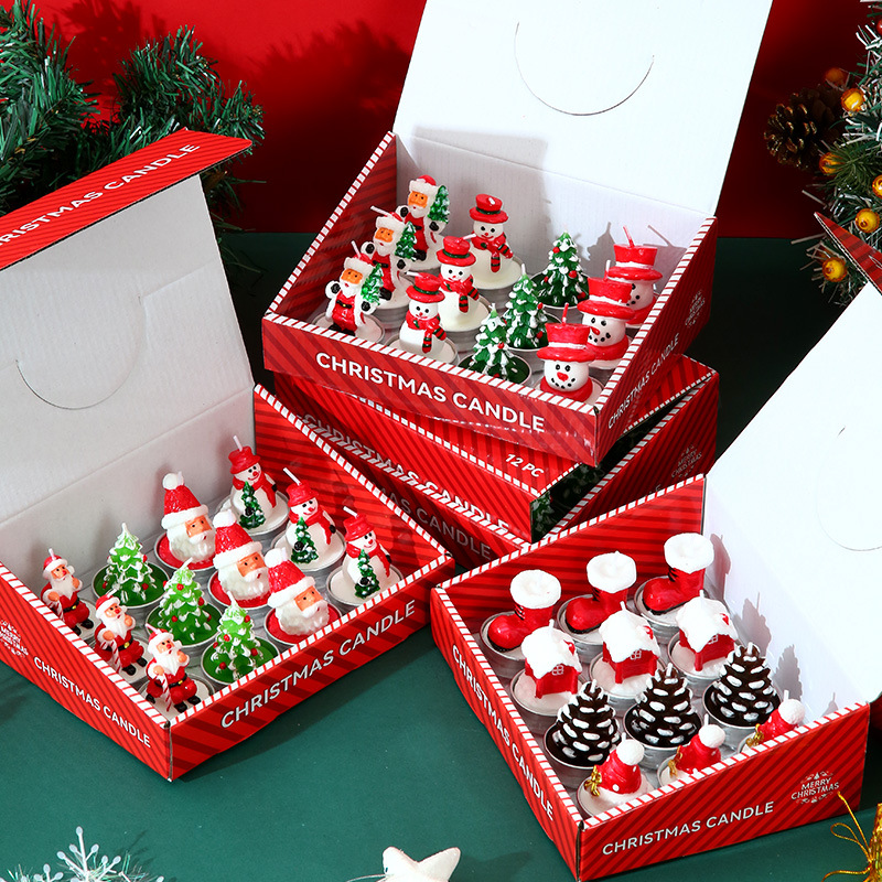 Candle Oil Supplies - เทียนวันเกิดไร้ควันบรรยากาศทำเทียนคริสต์มาส12ดวงอุปกรณ์ตกแต่งคริสต์มาสเทียนวันเกิดไร้ควันน้ำมันพาราฟิน