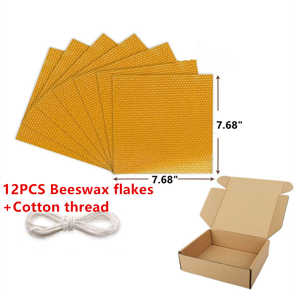 Beeswax Sheet Roll - ชุดแผ่นขี้ผึ้งบาง 12 ชิ้น สำหรับทำเทียนรังผึ้งด้วยมือ ชุดทำเทียนสำหรับกิจกรรมงานฝีมือในครอบครัว ตกแต่งงานเลี้ยงอาหารค่ำใต้แสงเทียน