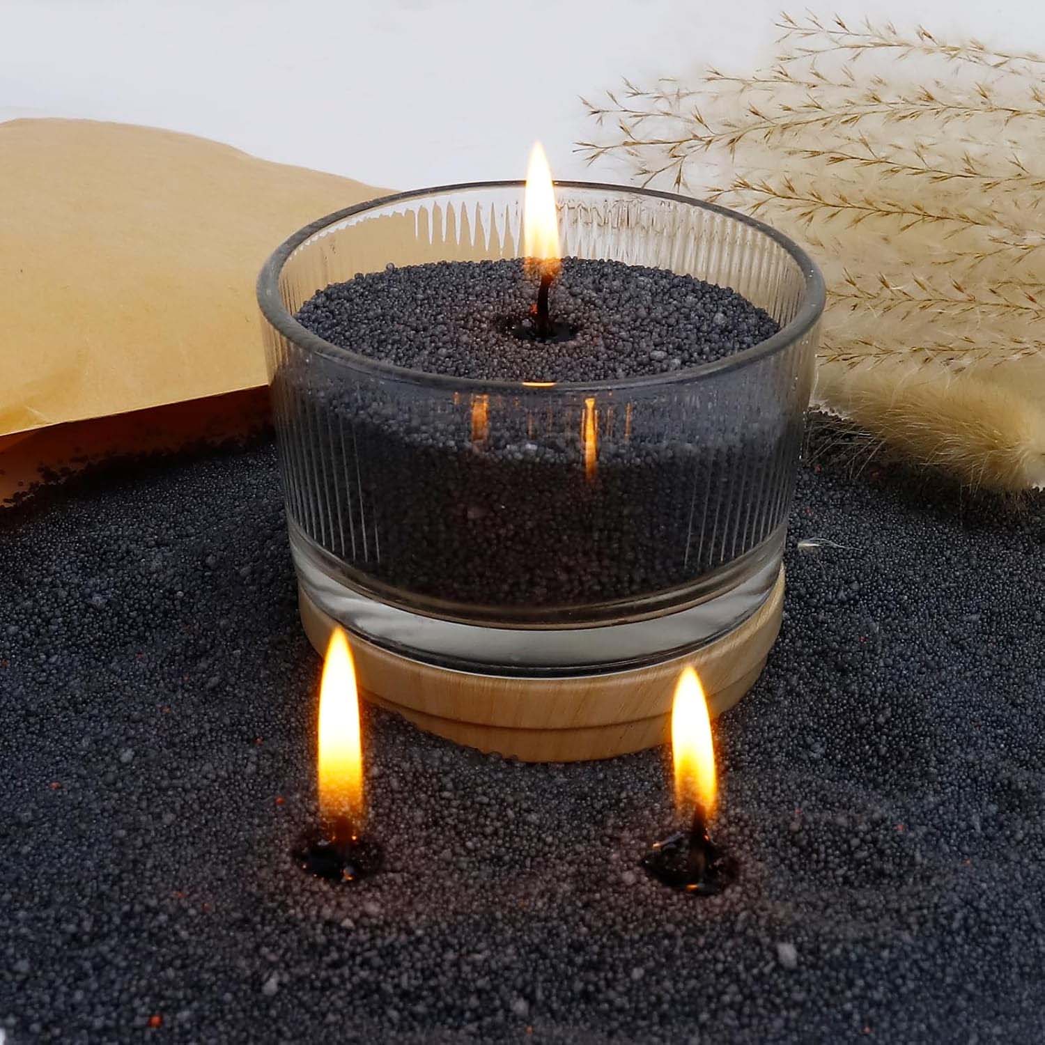 Candle Supplies Storage - ทรายเทียนสีดำพร้อมไส้เทียน 200 กรัม พร้อมไส้เทียน 10 ชิ้น